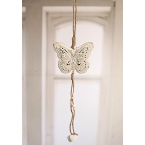 Butterfly Rustic Hanging Home Decor Hanger 40cms BRAND NEW Cream   181421658213